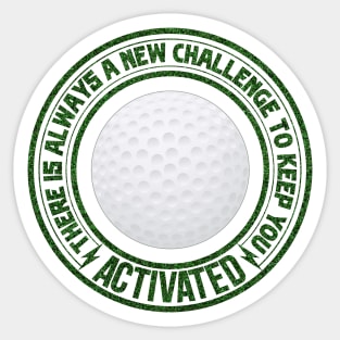 White golf ball with green grass saying text Sticker